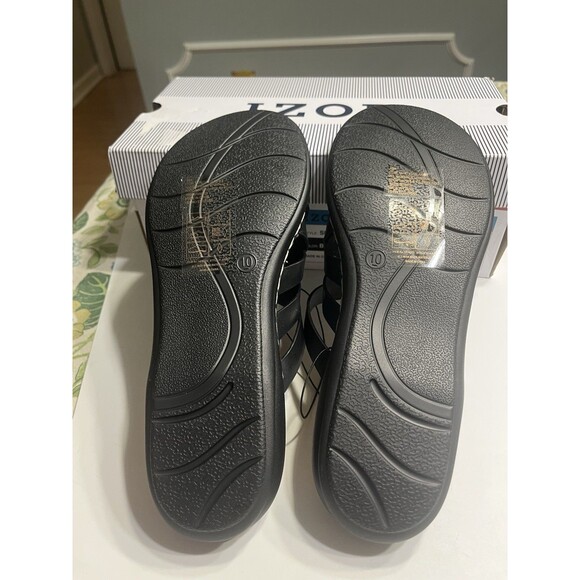 Izod Slaight Strappy Crisscross Strap Slip On Sandals Black Sz 10 NIB - Picture 15 of 16